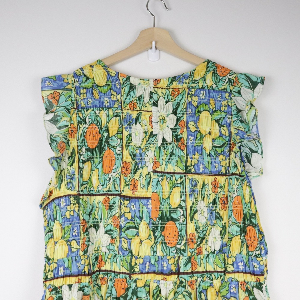 Anthropologie Peregrine Flutter Sleeve Maxi Dress Citrus Floral Holly Print 2X - Picture 6 of 11